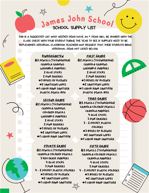 School supply list 